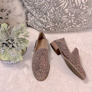 Lucky Brand Cahill Suede Cheetah Animal Print Cigarette Flat Loafer Mule Shoes